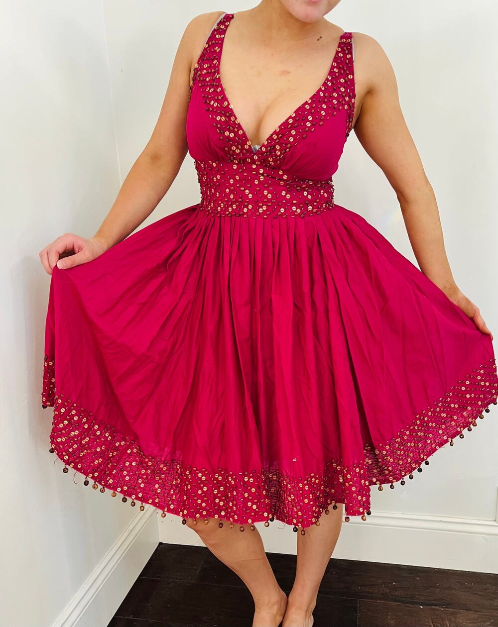 100% cotton vintage Beaded dress